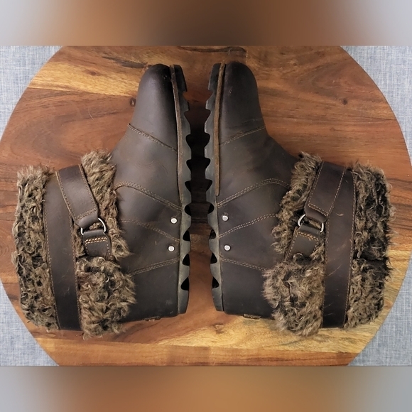 SOREL Joan Of Arctic Wedge Ankle Boots Faux Fur Trim NL1984-010 Brown Size 8.5 - Picture 3 of 12